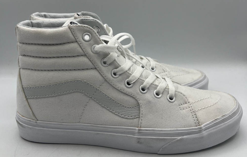 Vans Sk8-Hi Lite Sample White Canvas High Top Shoes Mens 9 Womens 10.5 RARE
